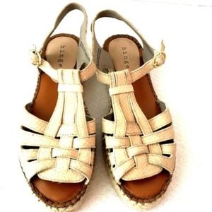 Hinge Sandal Beige Aria Espadrille Platform Buckle